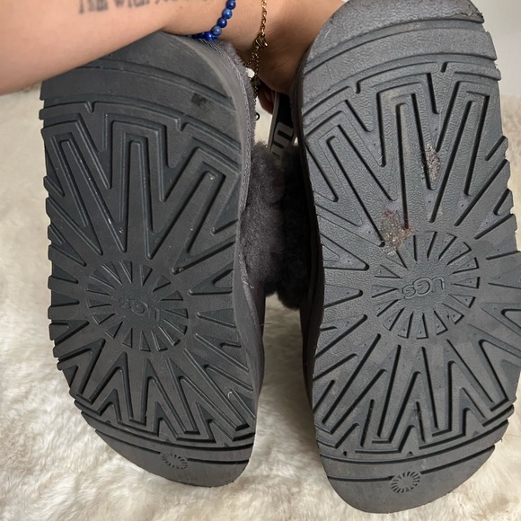 UGG Gray Fluffy Slippers - Picture 2 of 4